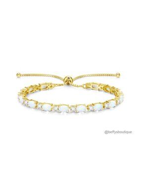 14k Gold Plated Sterling Silver Adjustable Bolo Tennis Bracelet
